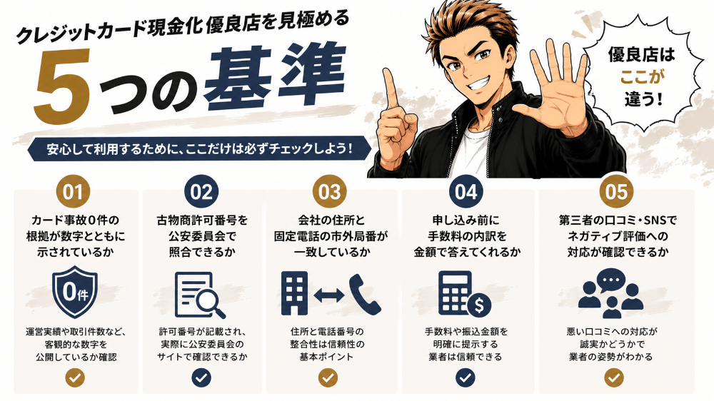 クレジットカード現金化優良店を見極める基準